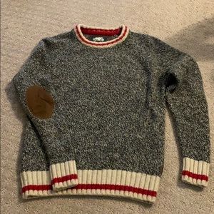 Roots classic knit sweater with leather elbow pads